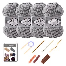 마마니트 맥시 목도리털실 4p DIY 세트, 1세트, 21 그레이