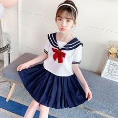 【臺灣-出貨】女童夏裝套裝裙新款兒童jk水手製服裙中小學生學院風兩件套