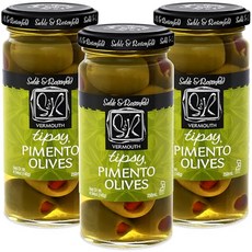 세이블 & 로젠펠드 팁시 올리브 - 피멘토를 채운 그린 올리 Sable & Rosenfeld Tipsy Olives - Green Olives Stuffed with Pimento, 베르무트 피멘토 올리브, 5온스(3팩), 1개