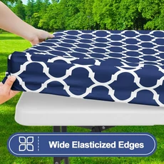 신축성 있는 테이블보 6피트 | 직사각형 방수 야외 및 캠핑용 커버, 01 76x183cm 30x70 inch, 09 Dark blue