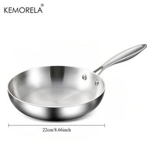 KEMORELA 미러 폴리싱 316 스테인리스 스틸 프라이팬 트리플 레이어 인덕션 쿠커, 22cm