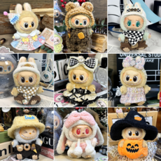 라부부 고급형 럭셔리 인형옷 1~3세대 모음전(15cm~17cm/인형미포함)/팝마트 의상 악세서리 꾸미기 키링, 05.블랙리본 구슬원피스, 1개 05.블랙리본 구슬원피스, 1개