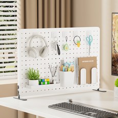 LUCKYOO 책상 타공판 페그보드 인테리어 선반 악세서리, 화이트