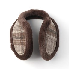 행운과 방한 귀마개 체크 브라운 군인방한용품