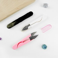 JSTrading 안전 캡쪽가위 뚜껑 실밥 보풀 제거 투명캡 컬러쪽가위, 핑크
