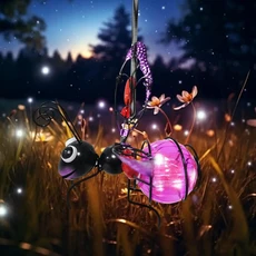 태양열 정원 걸이식 조명 금속 LED 장식 창의적인 곤충 디자인 (꿀벌), 01 Dragonfly