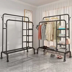침실 수납 옷걸이 스탠드 바닥형 가정용 실내 발코니 옷 건조대 코트 걸이, C-white-150cm, 1개