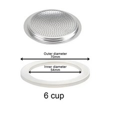 모카포트 에스프레소 커피메이커용 씰링 교체 알루미늄 필터 실리콘 가스켓 키트, 6 cup, 1개, 6 cup China Mainland