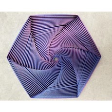 육각형 링 3D 프린트 종이 마법의 3차원 나선형 환상 중독성 선물, 빨강+파랑(대-12cm)