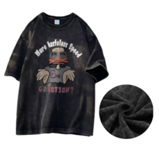 디오르칸 여자 오버핏 워시드 티셔츠 오리 프린팅 반팔