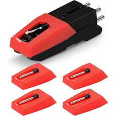 카트리지 4개 레코드 플레이어 바늘 교체용 – 크로슬리 빅트롤라 LP 비닐 플레이어용 다이아몬드 스타일러스 간편 설치 턴테이블 부품 키트