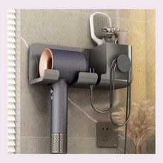 피킹라이프 무타공 드라이기 거치대 강력접착 욕실 벽걸이 드라이기 정리 홀더, 모던그레이-2단기본, 1개