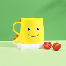 愛北鼻 兒童漱口杯 可愛恐龍造型 學生宿舍牙刷杯 280ml PP材質, 1個, 黃恐龍漱口杯280ml