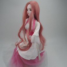 臺灣熱銷 3/1 bjd假髮夜蘿莉娃娃假髮頭套 sd球型公仔頭套高溫絲編髮加厚毛, 粉色中分捲髮, 1個