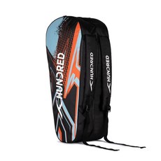 HUNDRED Zest 배드민턴 및 테니스 라켓 키트 가방 | 사이즈: 미디엄 | 소재: 폴리에스터 | 3칸 | 뒷면 지퍼 포켓 | 패딩 처리된 백 스트랩 | 휴대가 쉬운 손잡, 블랙