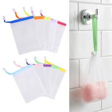 Styquenzer 10 PCS 각질 제거 메시 비누 파우치 드로스트링이 포함된 부드러운 세이버 백 목욕 샤워 스파용 순한 폼 네트 바디 페이스 클렌징용 핸드메이드 홀더 백(색, Styquenzer 각질 제거 메시 비누 세이버 파우치, 1