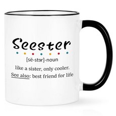 Cabtnca 크리스마스 자매 선물 자매 머그잔 여성을 위한 가장 친한 친구 우정 선물 절친 생일 크리스마스 선물 325ml(11온스), Cabtnca 크리스마스 자매 선물, 자매 머그잔, 여