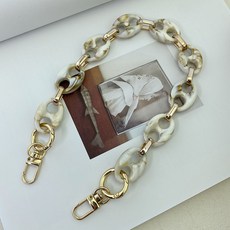 QiYuQoo 아크릴 체인 액세서리 스트랩 어깨 끈 어깨 어깨 어깨 가방 겨드랑이 가방 체인 단일 구매 교체 DIY 체인 장식 체인, 돼지 코 복고풍 흰색 43cm 휴대용, 1개