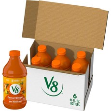 V8 오리지널 100% 야채 주스 토마토 주스와 야채 혼합 354ml병(12팩), 당근 생강, 46 Fl Oz(6개들이 팩), 354ml