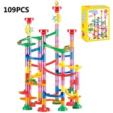마블 런 레이스 트랙 빌딩 블록 어린이용 3D 메이즈 볼 롤 장난감 DIY 코스터 세트 크리스마스 선물 80 PC 105 109 133PC, [15] 109pcs(with box), 1개