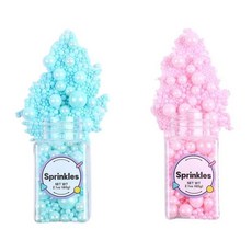 Rainbow Sprinkles 색종이 조각 스프링클 벌크 케이크 장식 초콜릿 컵케익 베이킹 스프링클 아이스크림 토핑용 무지개 스프링클. (120g/4.2oz), 핑크 블루 슈가 펄, 60g, 1개