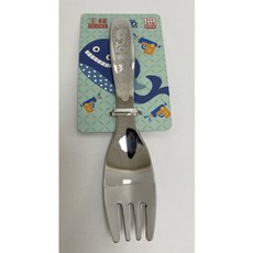 兒童匙 316兒童平底匙 兒童湯匙不銹鋼湯匙 便當匙 小台匙 小湯匙 316不銹鋼叉, (王樣兒童叉)鯨魚, 1個