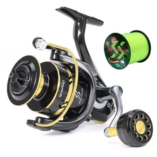 Sougayilang 고강도 알루미늄 스풀 스피닝 낚시 릴 최대 드래그 16kg 500m 낚싯줄 12 + 1BB 무료 선물