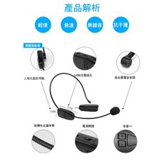 HANLIN 2.4MIC 頭戴麥克風 2.4G無線 運動教學舞台賣場展場即插即用, 麥克風發射器(需搭配接收器使用)