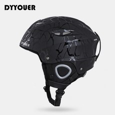 AI 스키 헬멧 남녀 싱글 스냅백 여성 솔리드 스냅백 안경 일체형 쉐입장장, 스트라이프 블랙-L, 1개