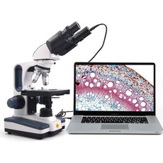 SWIFT SW350B 40배에서 2500배 배율 시덴토프 쌍안 헤드 연구용 고급 복합 실험실 현미경와이드 필드 10배 및 25배 접안렌즈 포함 기계식 스테이지 아베 콘덴서, SW350B+1.3MP Camera