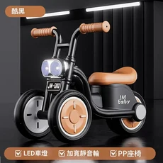 JM baby 兒童滑行車 三輪防側翻靜音輪平衡車, 炫酷黑靜音輪 帶音樂燈光, 29*58*42CM