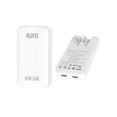 45W 플랫 USB C 충전기 블록 PD 3.0 및 GaN 여행용 접이식 플러그가 있는 2포트 벽 충전기 아이폰 17/16 아이패드 에어 갤럭시 S24/S23용 초고속, 화이트-2C