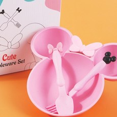 어린이 식판 자기 주도 이유식 유아식기 어린이집 유치원 준비물, 색상/핑크, 1개