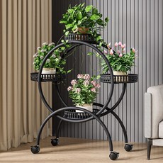 베란다 화분정리대 바퀴 달린 화분랙 원형 홈인테리어 화이트 4단+바퀴, 10.검정 굵고 두툼 4개입