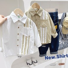 男童長袖襯衫春鞦新款2025春款上衣童裝中大童翻領純色洋氣襯衣潮