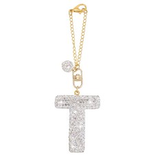 1개 폴리머 클레이 큐빅 비즈 펜던트 장식 합금 랍스터 클로 잠금 장식 문자 T 135mm, 은색