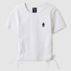 WHO.A.U 短袖短版T恤 鈕扣迷你熊修身上衣 韓系短版設計, B款白色-M（台現）, B款白色