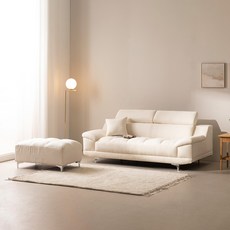 [할인해봄] 파로마 아놀드B 아쿠아텍스 무빙헤드 패브릭 3인 소파 스툴 포함, 아이보리 B 양팔걸이+스툴