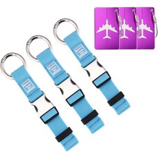 3PCS 헤비 듀티 가방 수하물 스트랩 재킷 그리퍼 태그 여행용 이름 ID 카드 휴대용 벨트 여행 액세서리블랙 추가, 1세트, Blue