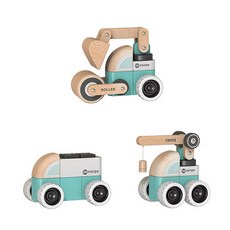 兒童DIY木製益智玩具工程車百變拼裝積木孩童禮物套裝, 1個, 模塊化工程小車B:如圖所示