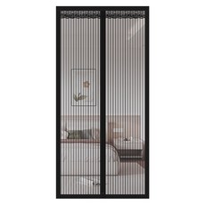 GÖ物趣 魔鬼氈磁吸防蚊門簾 磁吸門簾 防蚊門簾 房間門簾 紗門簾 落地門簾 加長門簾, 黑條紋90*210cm,一般款