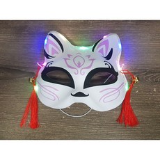 SISI 帶燈發光面具頭飾 半臉狐狸面罩 性感裝扮道具 晚會神秘 萬聖節聖誕節化妝舞會節目表演派對cosplay, 1個, C款-黑紫