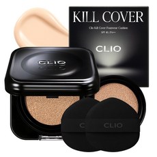 클리오 킬커버 파운웨어 쿠션 기획세트 [본품+리필]+퍼프 2매, 1개, 21N 리넨