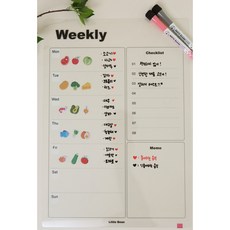 리틀빈 비스포크 오브제 냉장고 달력 접착 스케줄 보드, 1개, 투명 주간 1개, 투명 주간