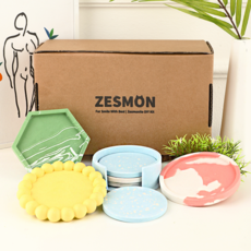 제스모나이트 티코스터 감성 컵받침 만들기 제스몬 DIY 키트 감성 레진 소품 인테리어 키트, 원형 티코스터