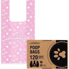 손잡이가 달린 X-대형 강아지 똥봉투 초두꺼운 애완동물 15.7x8 쉬운 넥타이와 무향 가방 120 핑크, 1 Count (Pack of 120)