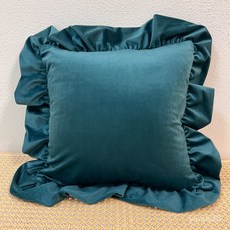 고급 벨벳 프릴 쿠션 커버 다채로운 색상 인테리어 장식용 쿠션, 43*43cm 베개 커버, 공작 블루