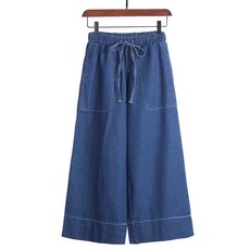 하체 비만 청바지 밴딩 데님 스판 없는 고무 허리 청바지 슬림핏 편한핏, 1개, 데님 L