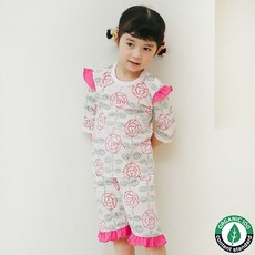 Puco 兒童七分袖有機純棉家居服/睡衣 玫瑰花園