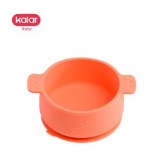 台灣24H速發 F4 嬰兒雙耳加深打不翻訓練學習餐具, 矽膠吸盤碗-桔色（附收納袋）, 1個